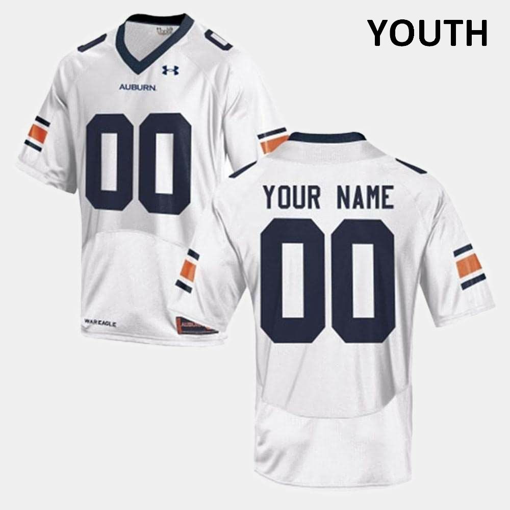 Auburn Tigers Youth Custom #00 White Under Armour Stitched College NCAA Authentic Football Jersey FXY4374MT